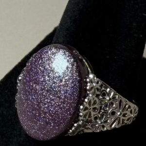 925 Sterling silver adjustable oval floral ring