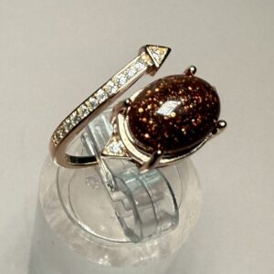 925 Sterling silver rose gold, fully adjustable arrow ring